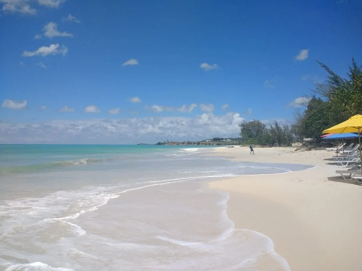 beach in Antigua view white sand