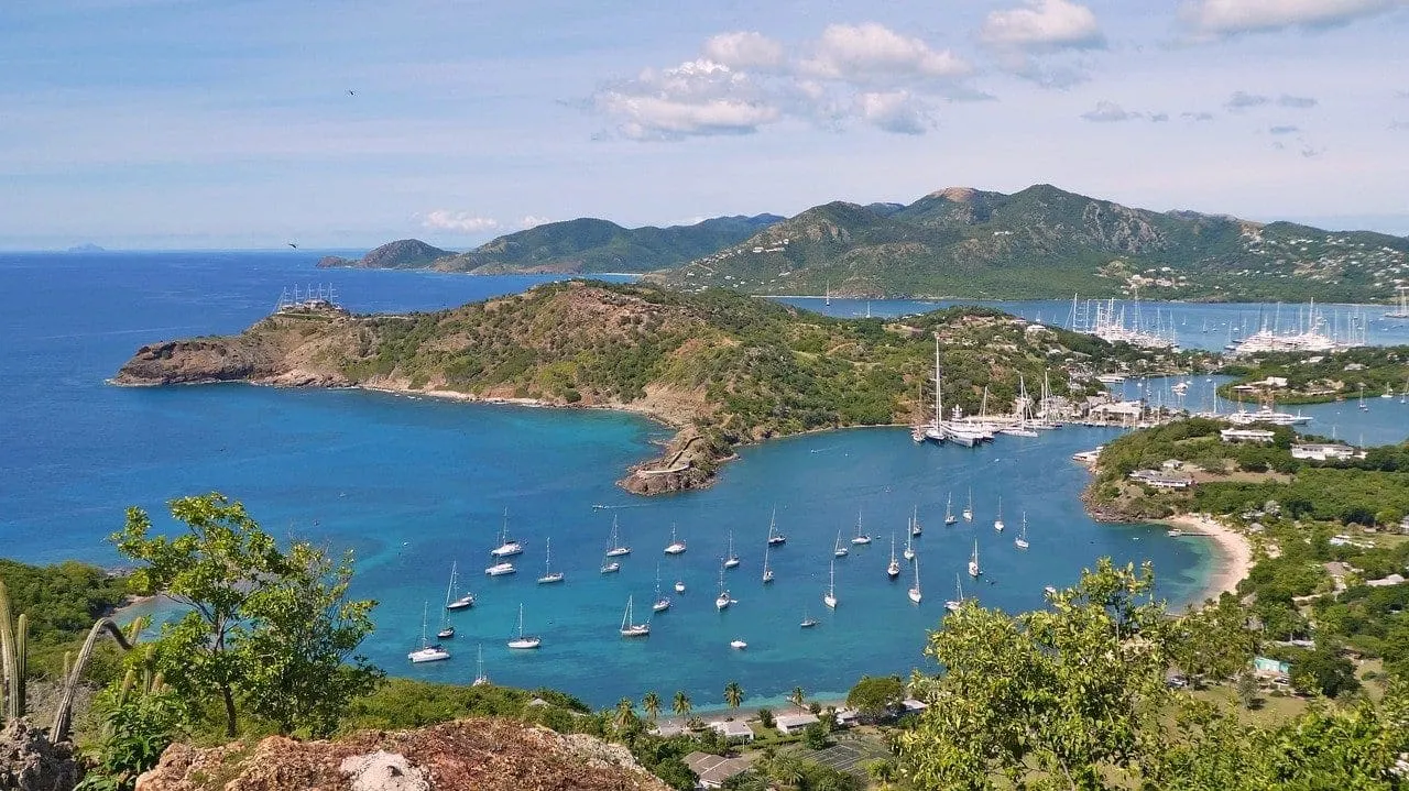 harbour with boats on an Antigua sailing itinerary